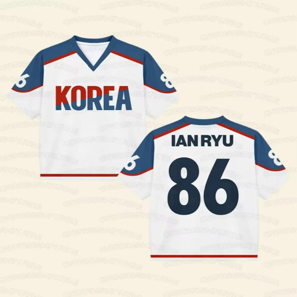 Sommer Damen Herren Casual Kurzarm V-Ausschnitt NO.86 IAN RYU Hockey-Trikot T-Shirt Koreanisches Anime Schmelzpunkt T-Shirt Tops – Detail 3