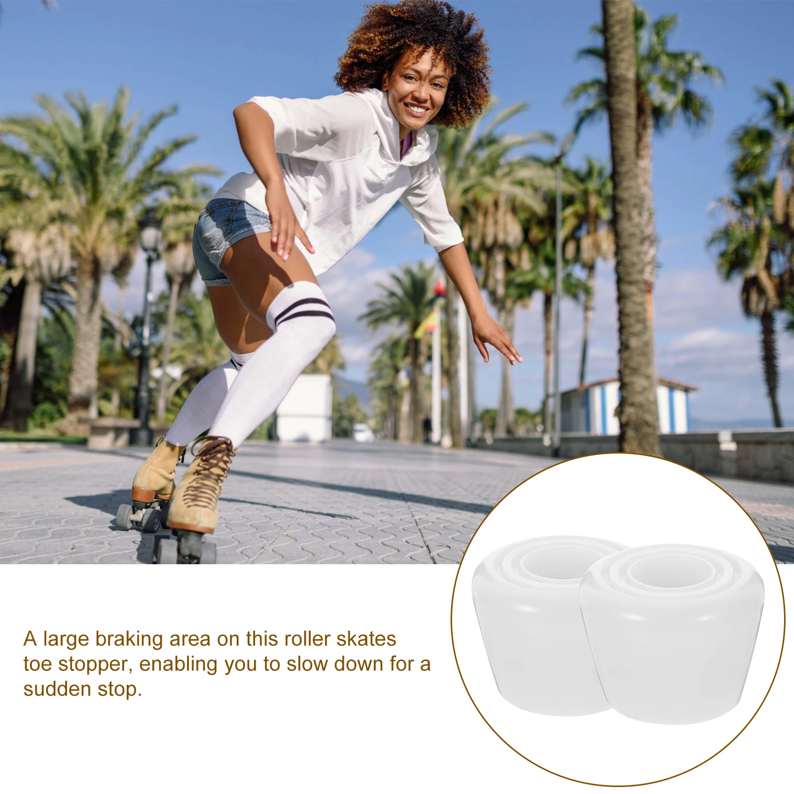 

Roller Skate Brakes Toe Stoppers Lightweight PU Material Large Area Adjustable Height Brake Pad Jam Plugs Skating Supply