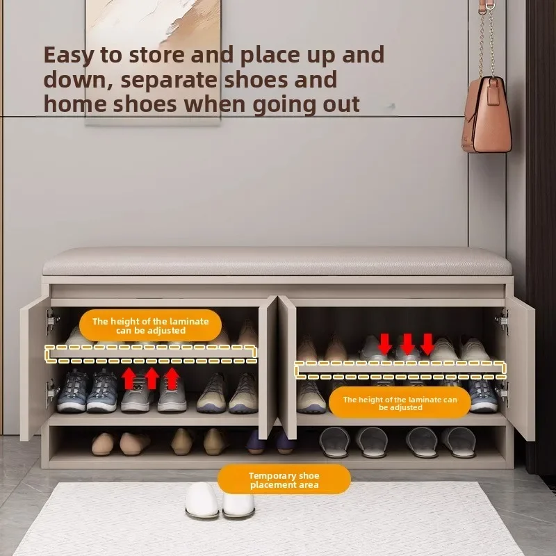 Shoe changing stool, seat stool integrated low cabinet, dust-proof storage, small shoe cabinet