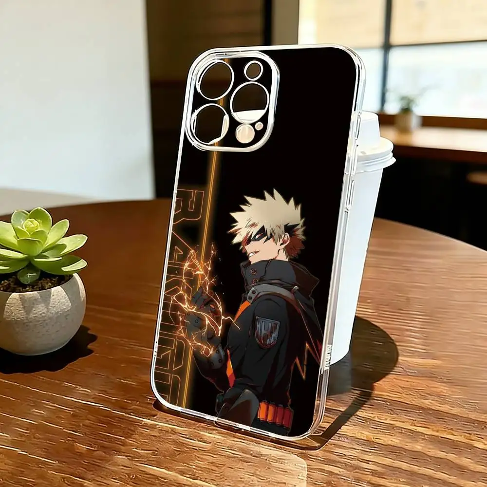 

My Hero Academia Katsuki Bakugo Phone Case Transparent Silicone Soft For iPhone 17 16 15 14 13 12 11 Mini Pro Max Plus