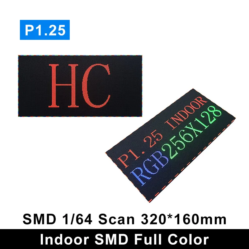 P1.25 Indoor Full Color LED Module Small Pitch LED Matrix 320x160mm 256x128 Pixels 1/64 Scan for LED Video Wall