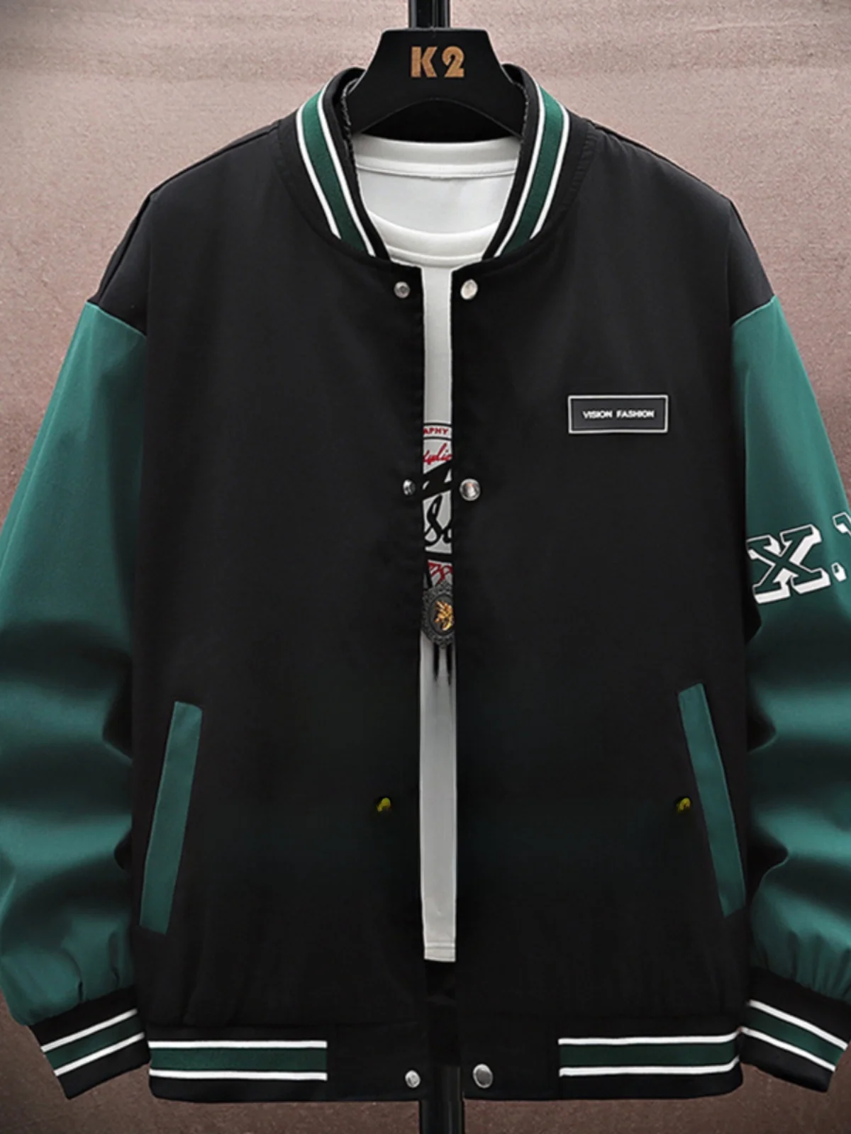 

Loose Fit plus Size Baseball Jaet Men's Autumn Winter New Sle Casual Faion Outerwear Breathable Polyester Spring