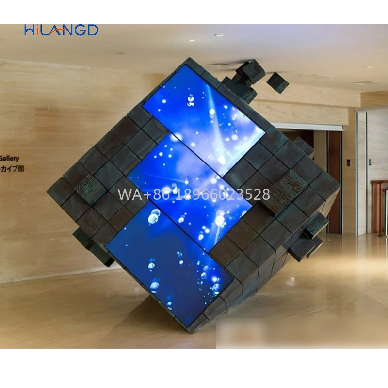 شاشة LED داخلية/خارجية HD P3.91 شاشة مكعب سحري 5 جوانب لإعلان متجر البيع بالتجزئة صورة فيديو مستوحاة #1