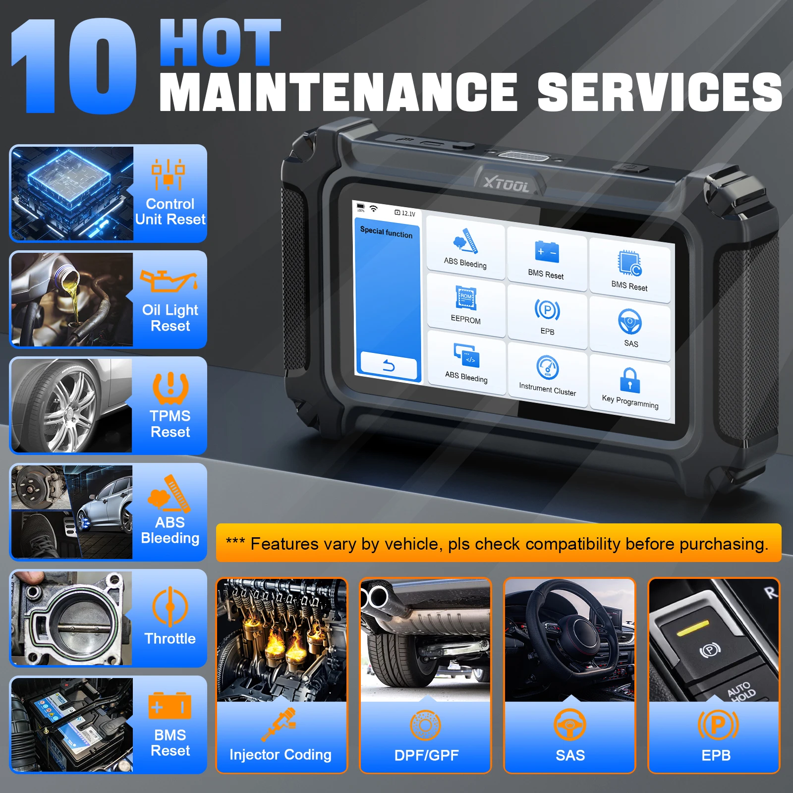 XTOOL D5 OBD2 Automotive Scanner Auto VIN OIL Reset Live Data 5 System Diagnostic Tool Built-in FCA/CANFD Lifetime Free Update view 5