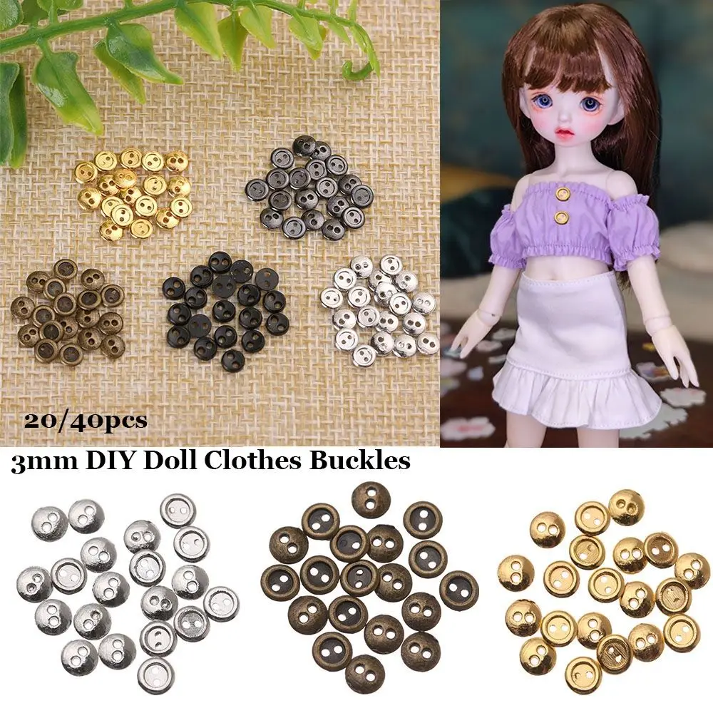 20/40 stks Mooie Accessoires Dollhoues Miniatuur DIY Poppenkleertjes Kleding Naaien Ambachtelijke Mini Metalen Knoppen Poppen Riem Gespen