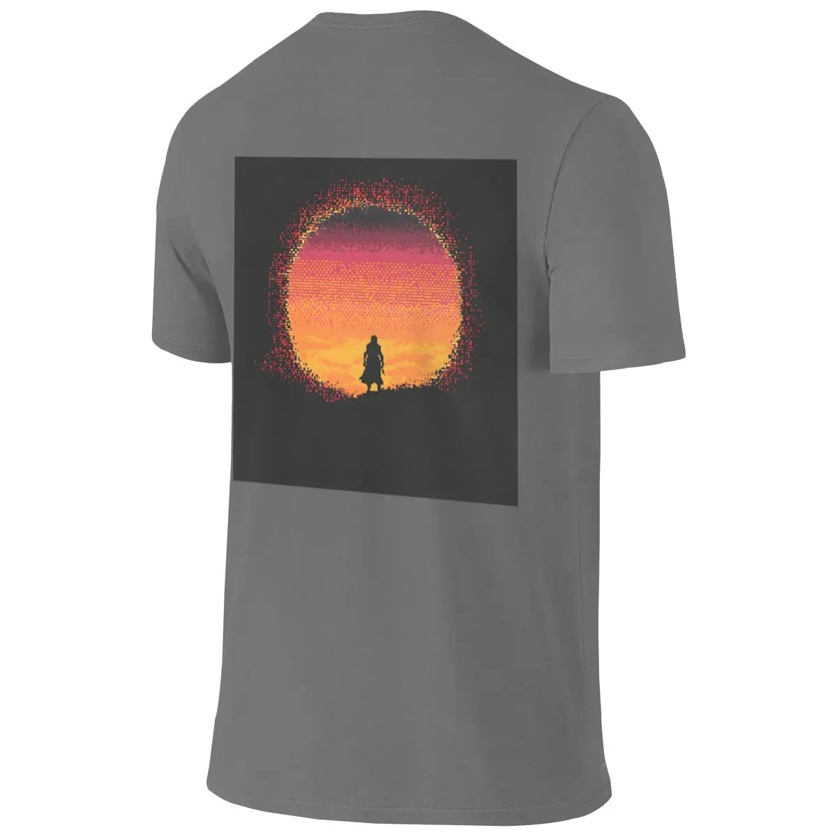 Journey S Beginning - Pixel Silhouette Sweat-Absorbing Reversible T-shirtUrban Minimalist Solid Color Women's T-shirts