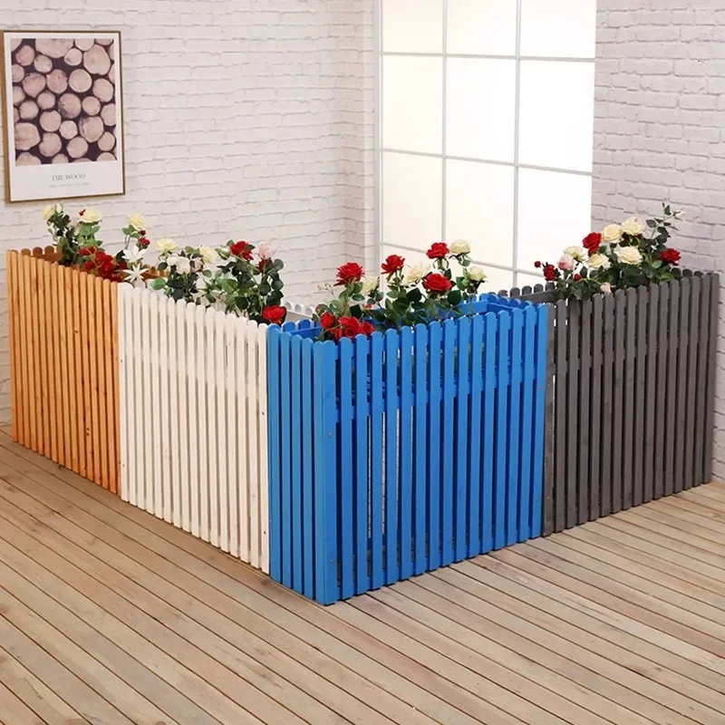 Flower pool courtyard custom wood flower box outdoor outdoor flower bed guardrail commercial street square