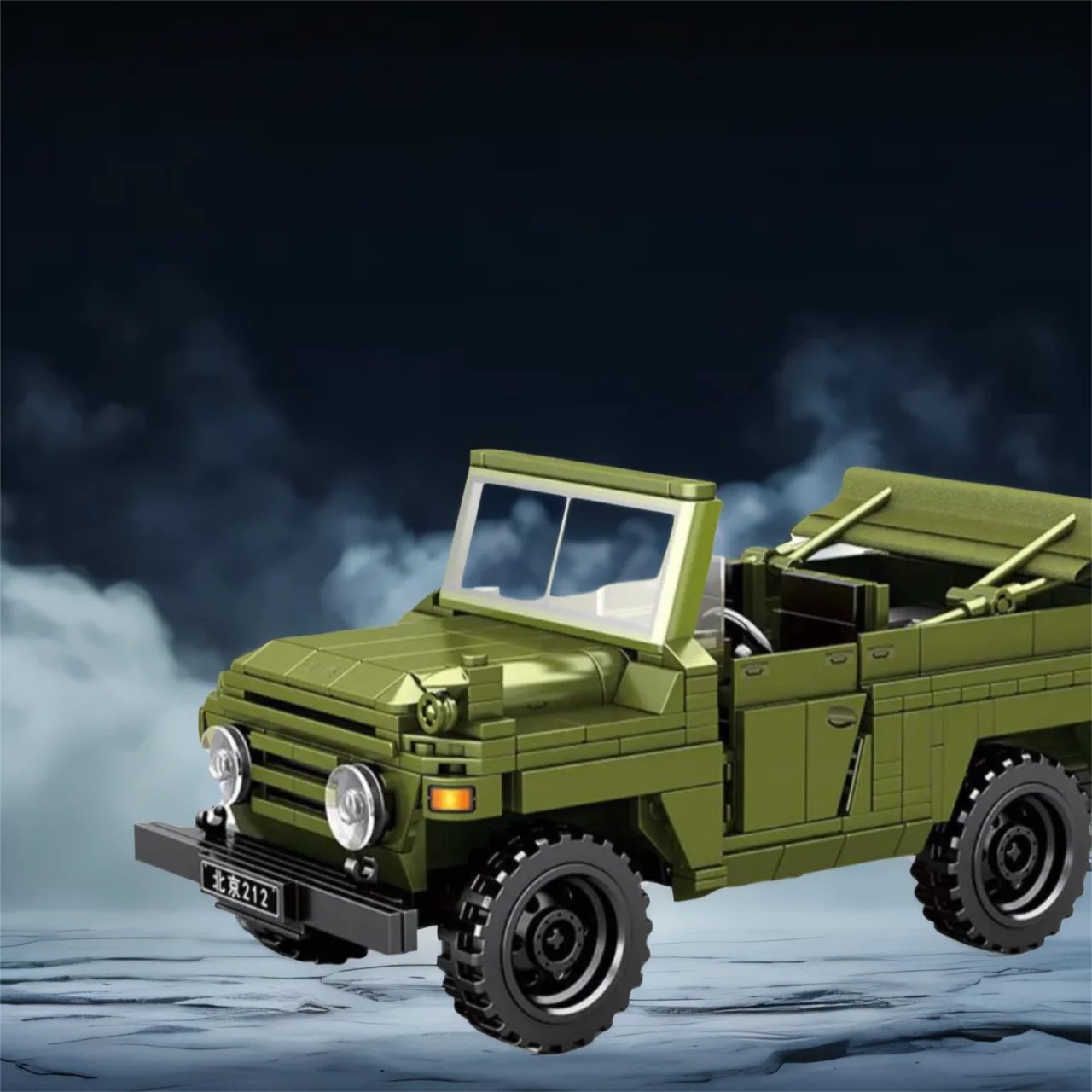 

Classic Car Building Block Retro Beijing Auto Bj212 Model WW2 Military Jeeps Pull Back Vehicle Steam Brick Toy Collection