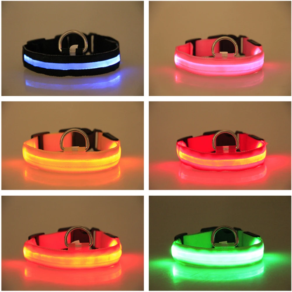 LED Dog Collars Light USB Rechargeable Adjustable Flashing Luminous Collar Night Anti-Lost For Dogs Night Safety Glowing Collar