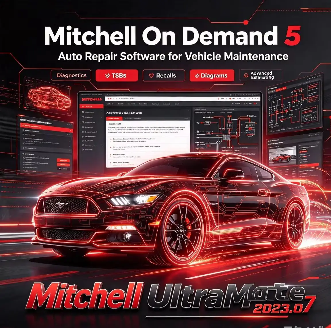 Auto Repair Software Mitchel On Demand 5 Diagnostics TSBs Recalls Diagram+Mitchel UltraMate 2023.07 Advanced Estimating Software