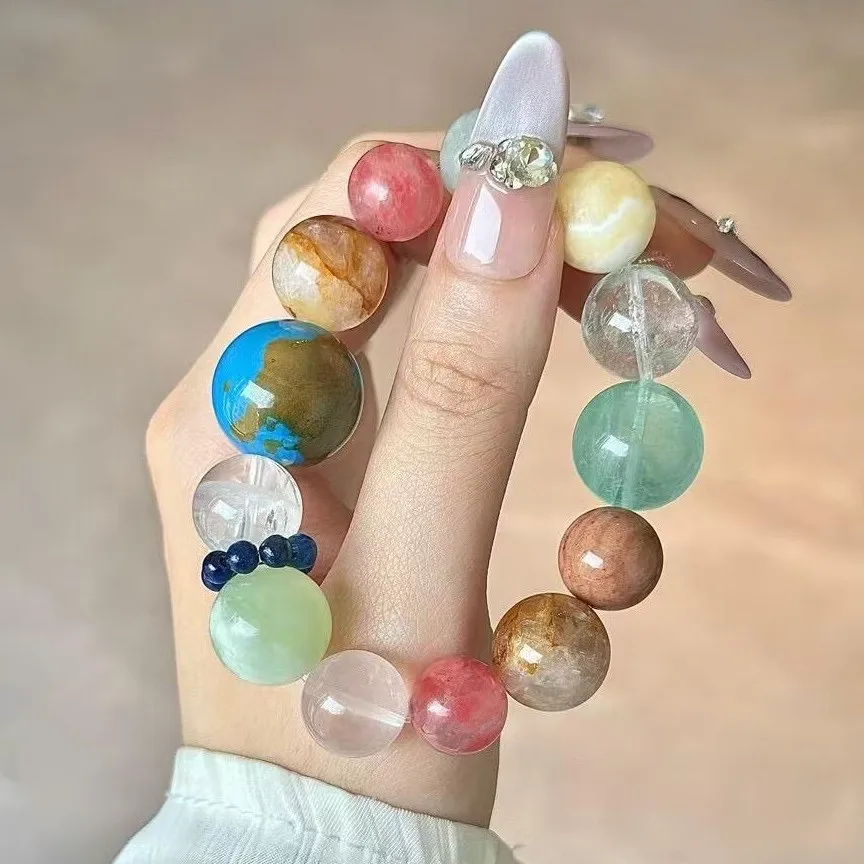 

Natural Crystal Agate Bracelet Large Particle Multi-treasure Crystal, Light Luxury Fashion Bracelet Original Design