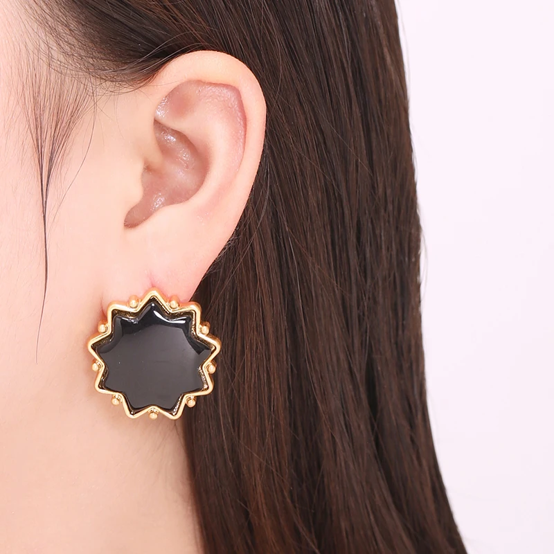 LEWIS SEGAL Vintage Irregular Polygon Rhinestone Stud Earrings for Women Luxury Medieval Style Fine Jewelry 18K Gold Plated