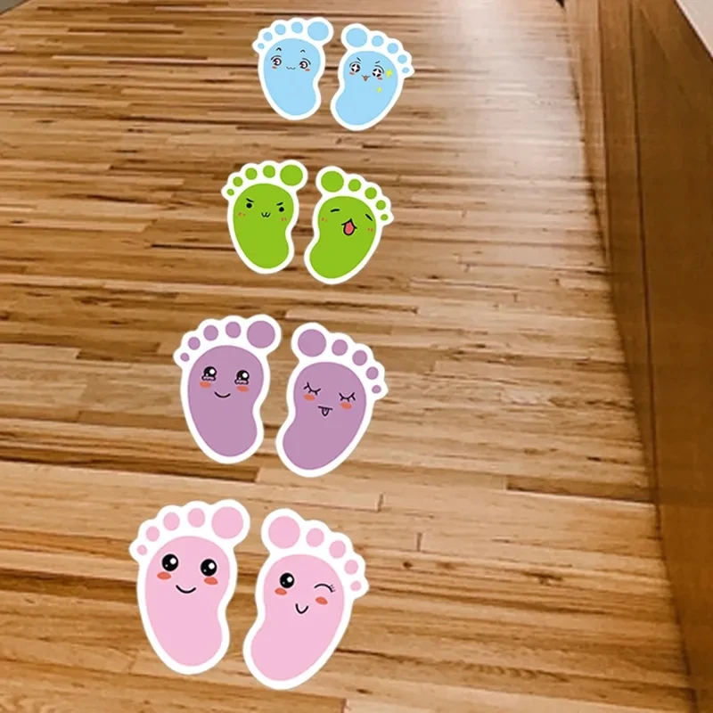 Nordic Little Feet Sticker Kindergarten Children Stair Steps Poster Customized Floor Decor Cute Waterproof Anti Slip Footprint