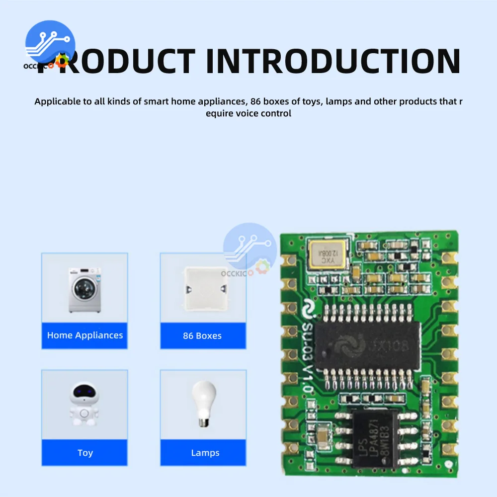 AI Intelligent Speech Recognition Module Offline Speech Control Speech Recognition Chip Voice Control Module SU-03T SU-61T