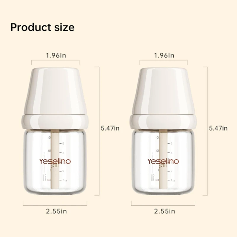 Babyflasche aus Naturglas, BPA-frei, Anti-Kolik-Entlüftungssystem, 2,7 Unzen und 5,4 Unzen mit langsamer und mittlerem Durchfluss, 2er-Pack