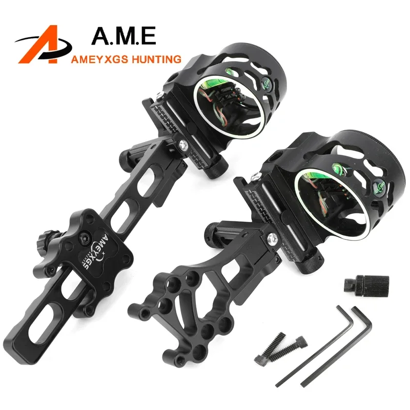 AME Compound Bow Sight 6x 8x Lens 5 Pin Sight Aiming Light Long Short Model L/RH Adjustable Archery Shooting Hunting Accessories