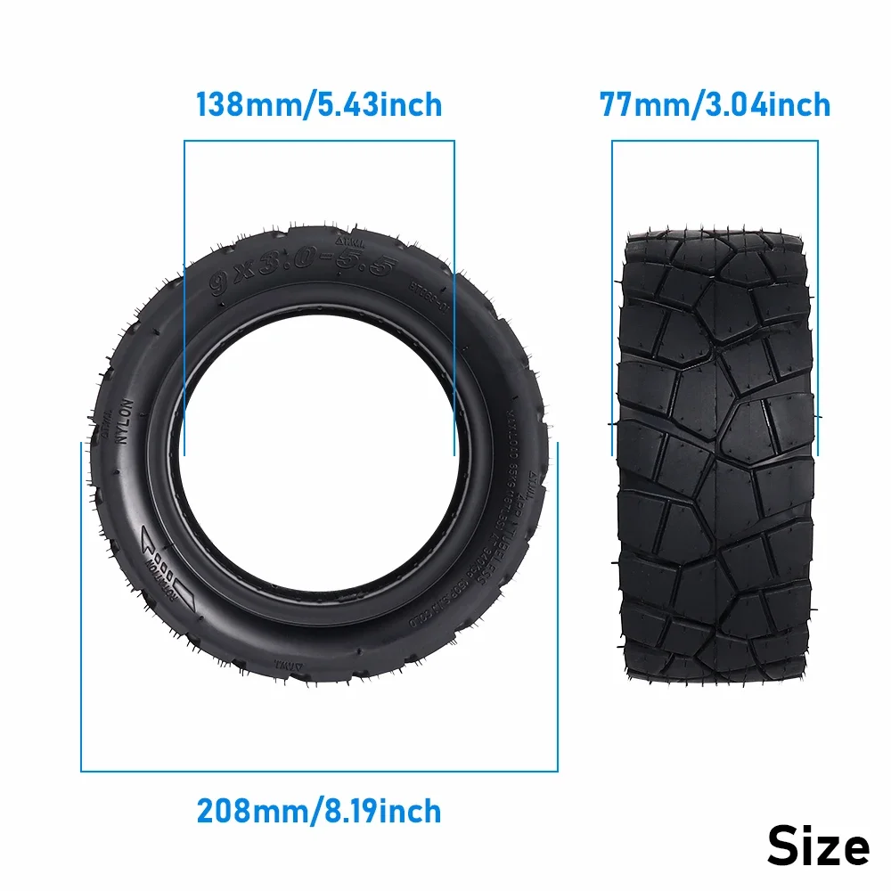 9 بوصة 9x3.0-5.5 إطارات دون أنابيب ل Kukirin G2 Pro 2024 نسخة سكوتر كهربائي العجلات الأمامية/الخلفية مقاومة للاهتراء الإطارات الملحقات