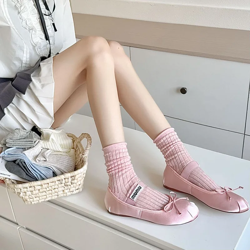 Calcetines deportivos de algodón para mujer, medias transpirables, ultrafinas, simples, de Color caramelo, informales, elásticos y transpirables