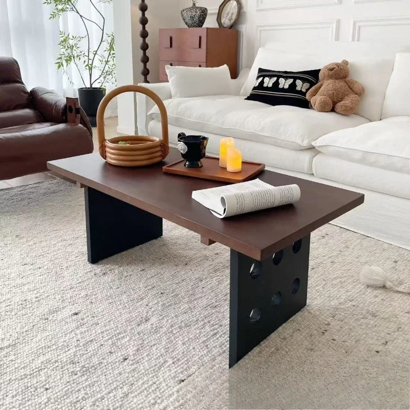 Nordic style solid wood coffee table medieval edge table modern simple living room home wabi sandy