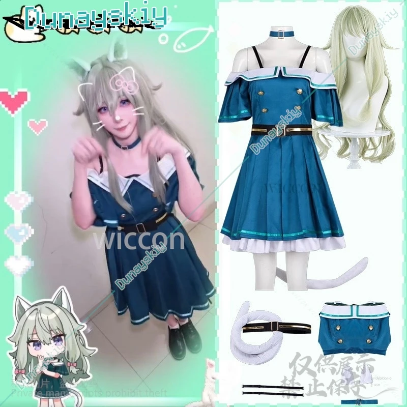 

Anime Game Project Sekai Cosplay Kusanagi Nene Costume Furry Neko Earring Tail Uniform Kawaii Lolita Jirai Kei Girls Customized