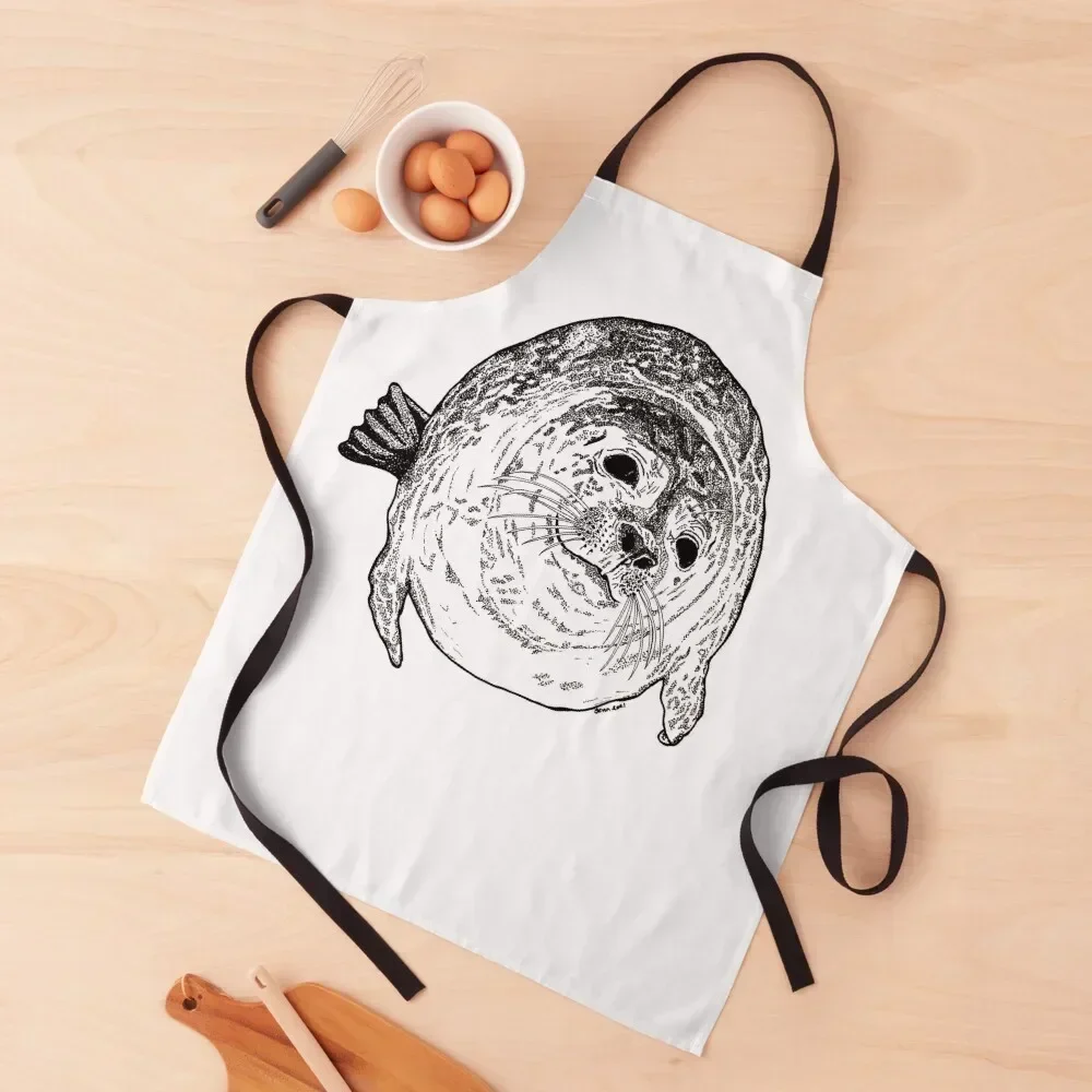 Cute seal looking at you - love seals, Playful and curious nature wear for Valentines day Apron Barber Apron