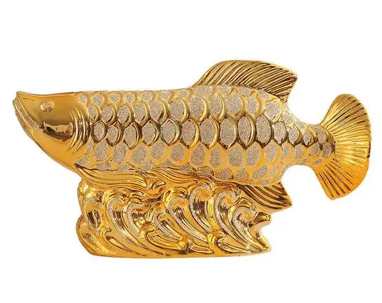 Gold Animals Fish Statues Figurines Lucky Ornaments Home Decoration Chinese Gold Plated ceramics Sculpture Resin Crafts Gifts