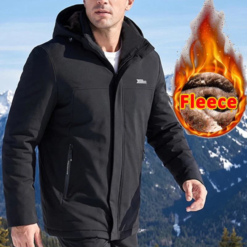 Windbreak Men's Winter Jacket Removable Hood Parka Men Thermal Padding Jackets Coat Fleece Lining Ski Snow Jacket Overcoat New