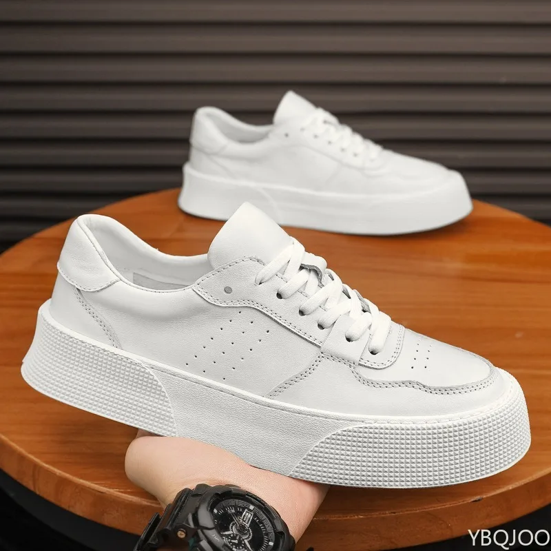 

Trendy Versatile Men's Shoes with Thick Sole Breathable Leather Surface Lightweight and Versatile Soft Sole Sports Leisure Shoes