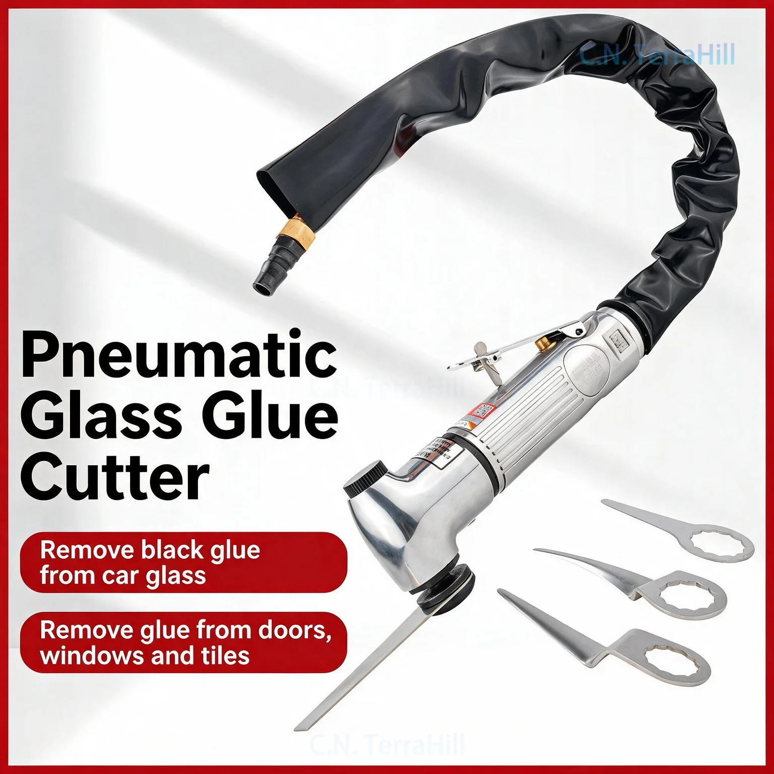 Pneumatic Glass Sealant Cutting Tool for Windshield Removal Auto Glass Silicone Scraper Blade
