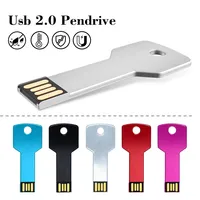 High-capacity Metal Key Shape USB 2.0 Flash Drive 64GB 4GB Pen Drives Silver Stick Real Capacity Storage Devices High Speed Disk