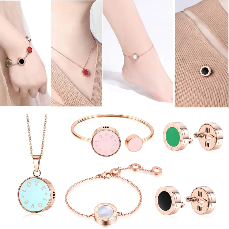 Essential Oil Diffuser Necklace Anklet Stainless Steel Aromatherapy Bracelet Locket Adjustable Brooch for Women Girls