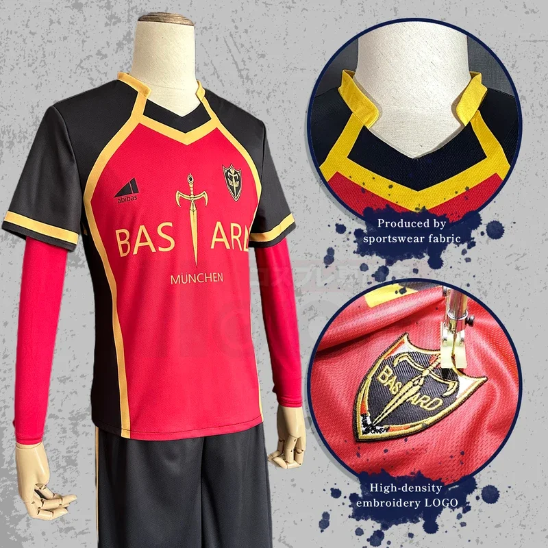 Blue Lock Anime Kaiser Ness Isagi  Kurona Hiori Cosplay Costume Wig Jersey Bastard Munchen Embroidery Football Uniform