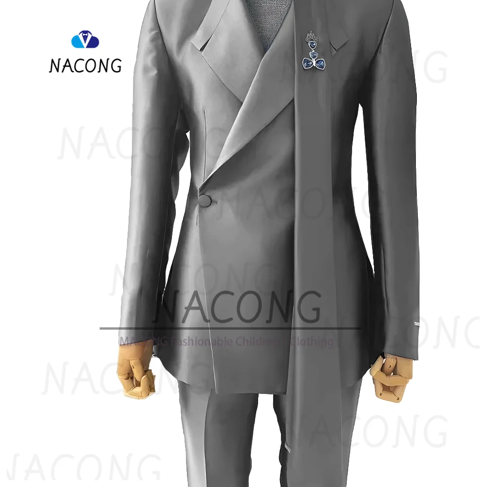 

Long Suit Two Piece Suit Long Collar Suit Formal Jacket Pants Party Wedding Men Suit Jacket