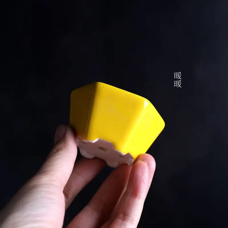 Colorful Glazed Ceramic Mini Bonsai Pot, Small Hexagon Pot, Room, Desk, Table, Garden Decoration