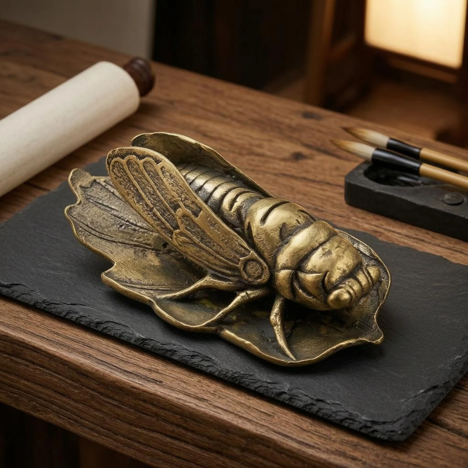 Brass Cicada Ornament Detailed Cicada Ornament Vintage Style Small Size