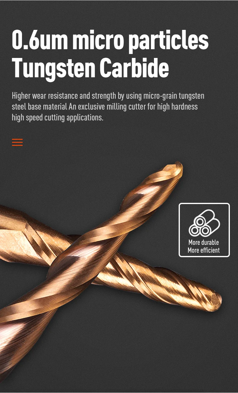 Carbide Spiral Tapered Ball Nose End Mill 6mm Shank 2 Flutes Router Bit Woodworking CNC 2D 3D Carving Bits Wood Milling Cutter