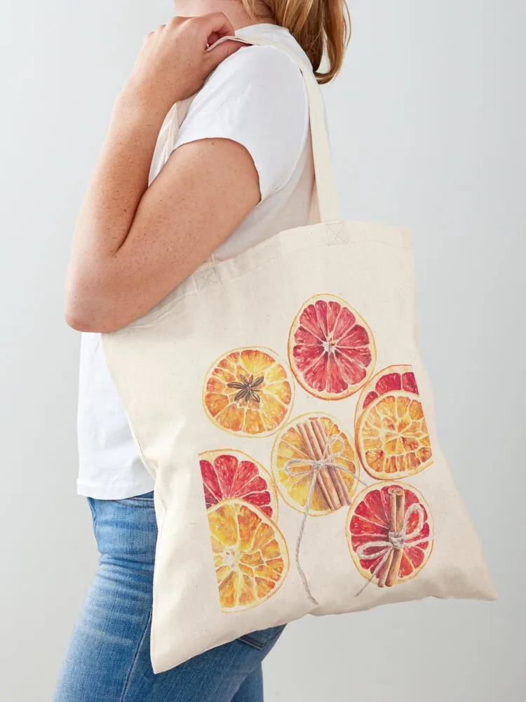 Watercolor Christmas oranges Tote Bag Custom bag Canvas bag luxury women large tote