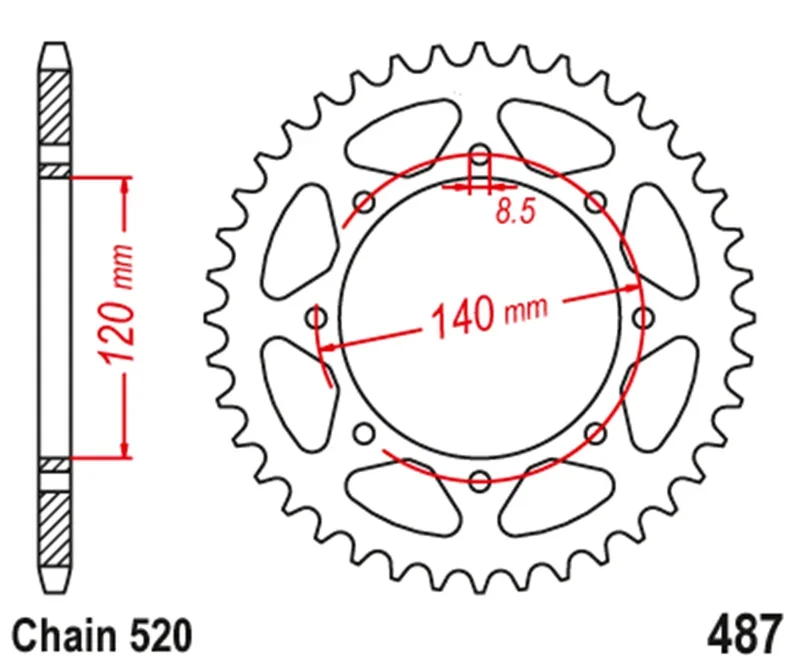 520 Motorcycle Rear Sprocket For Kawasaki W800 EJ800 2019-2024 BJ Estrella 250 1995-2000 KLR650 1995-2003 KLE250 1993-2001