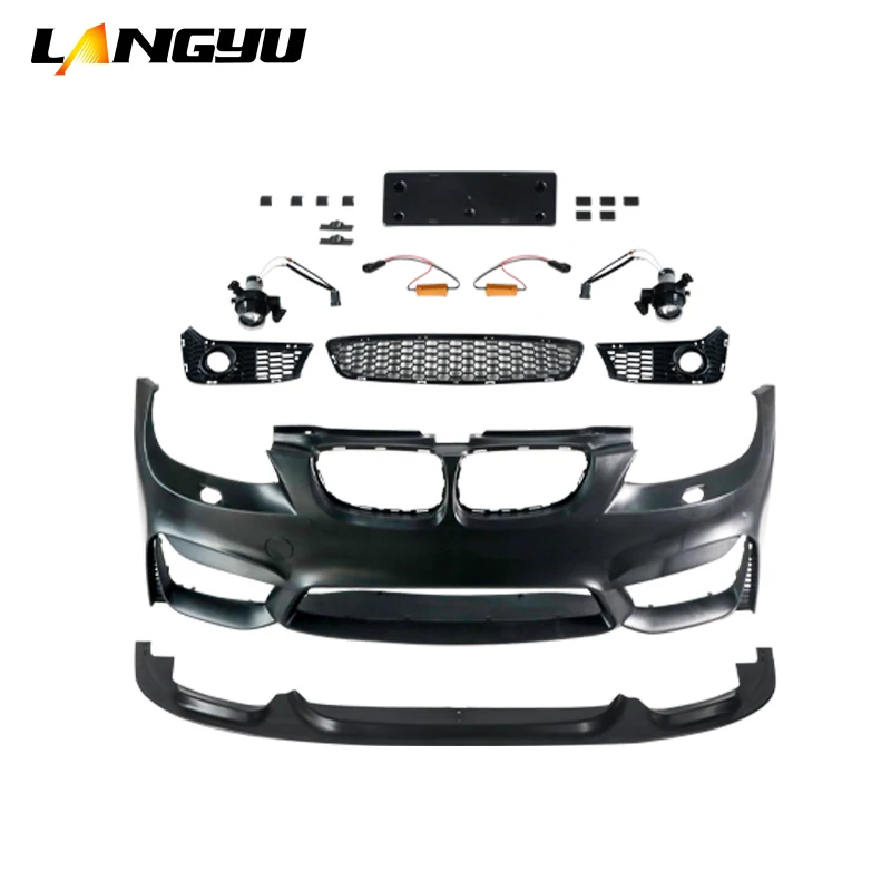 Langyu Car Modification Part PP Plastic Front Rear Bumper Bodykit For bmws 3 series E92 LCI Upgrade M4 Bodykit 2009-2012