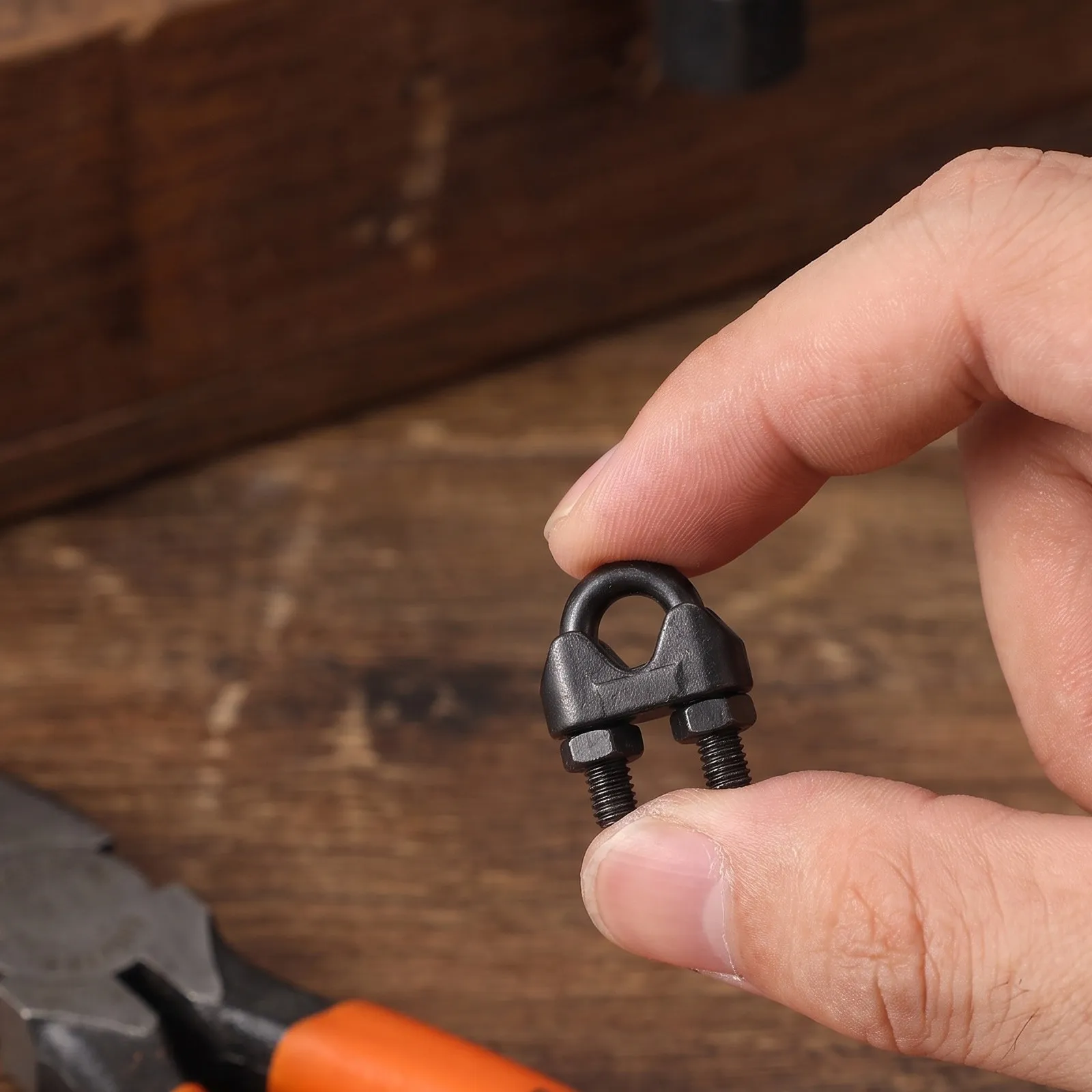 10Pcs Wire Rope Clamps Black 304 Stainless Steel U-Shaped Cable Clip Saddle Fastener Steel Wire Cable Fixing for Outdoor Fencing