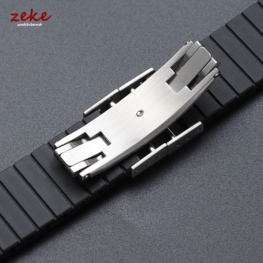 16 مللي متر 18 مللي متر 20 مللي متر مشبك ساعة من الفولاذ المقاوم للصدأ بنقرة مزدوجة مشبك ساعة على شكل فراشة استبدال مشابك قابلة للطي لحزام ساعة مطاطي