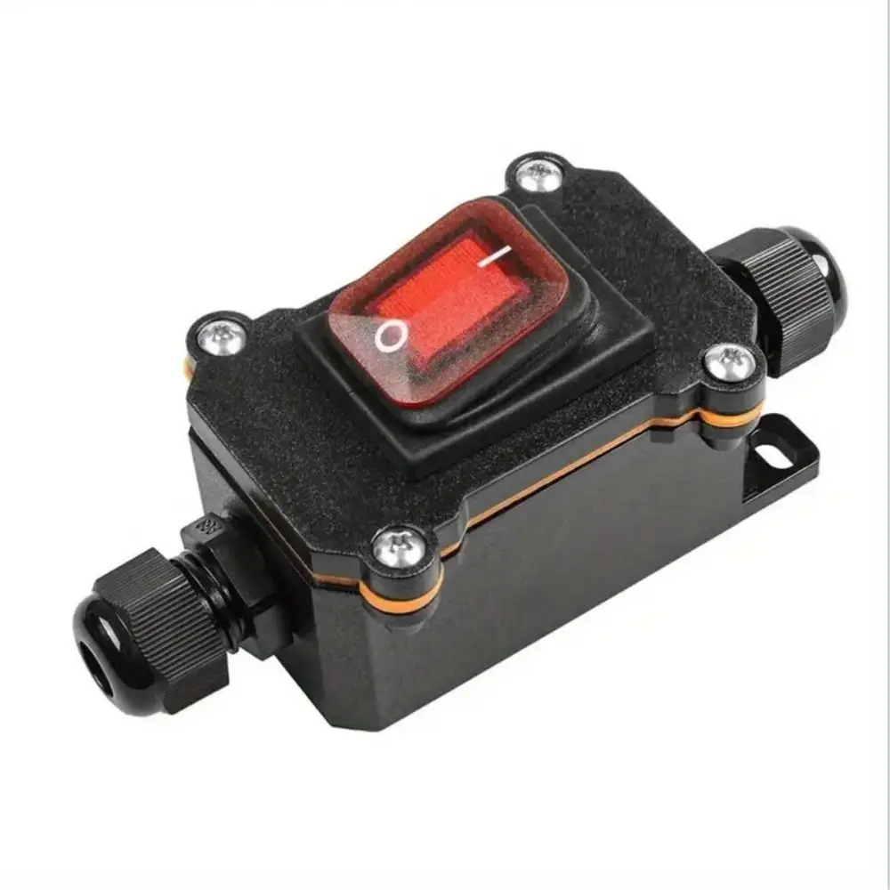 Heavy Duty 110V-220V Inline Power Cord Switch 12V-24V 30A High Current Connetor IP67 Waterproof Junction Box