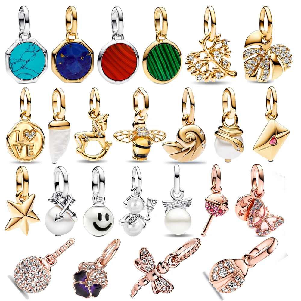 

Серия ME: Шармы из стерлингового серебра 925 пробы (мини-значки, золотые листья, пчелы, стрекозы, улыбки, ангелы) для браслетов и DIY-украшений