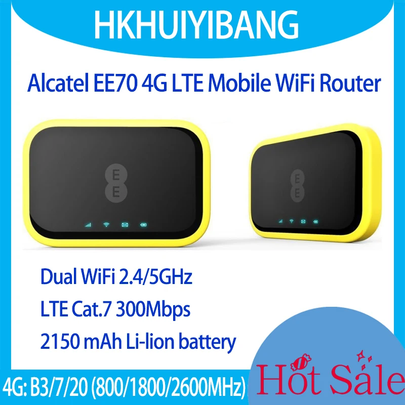 

Alcatel EE70 4G LTE Mobile WiFi Router Cat7 300Mbps Dual Band AC1200 2150mAh 4G Wireless Hotspot With Sim Card