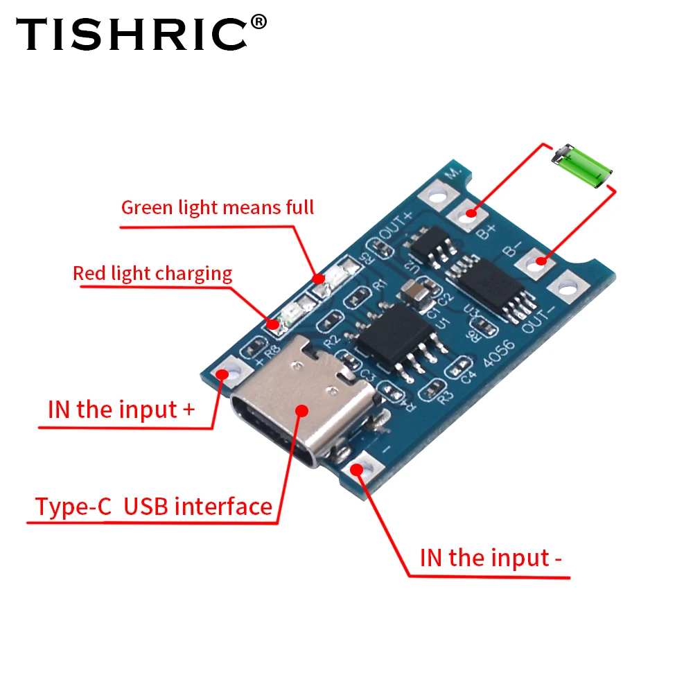 5V 1A Micro/Type-c/Mini TP4056 18650 Lithium Battery Charging Module 1.2K Current Charging Board With Protection Dual Functions