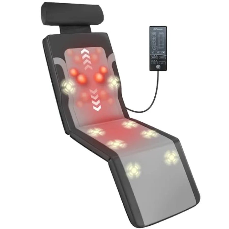 

Массажный коврик для спины Шиацу с подогревом и вибрацией, массажный коврик для всего тела для дивана, кресла-реклайнера, кровати, глубокий массажный коврик для спины с функцией разминания