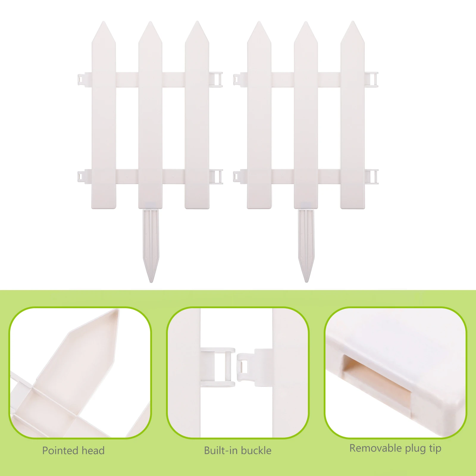

2 Sets White Guardrail Garden Edging Fence Border Barrier Decorative Picket Lawn