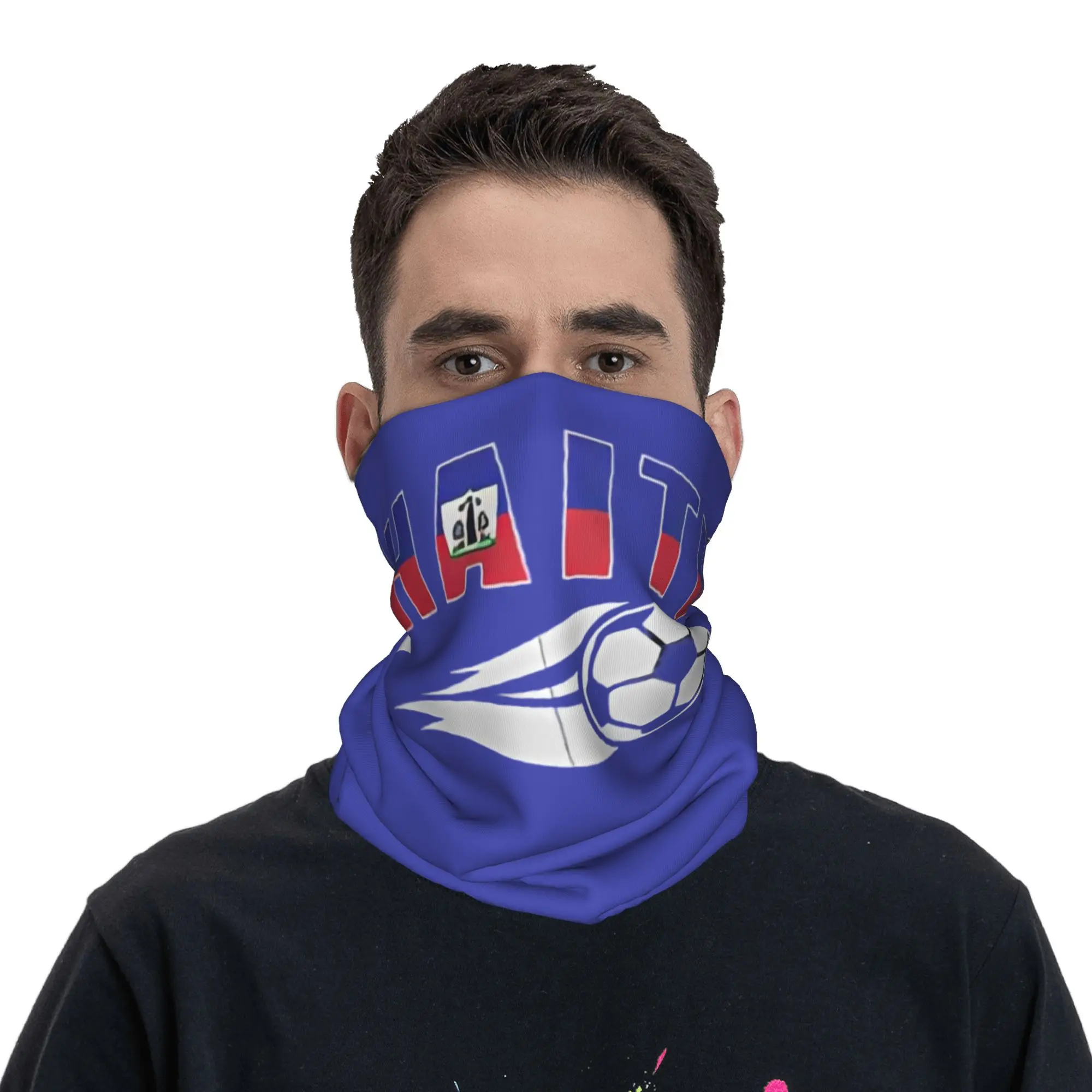 Haiti Flag Haitian Soccer Bandana  Fashion Punk Bicycle Mask Riding Fishing UV Protection Balaclava Soft Warm Face Cover Mask view 5