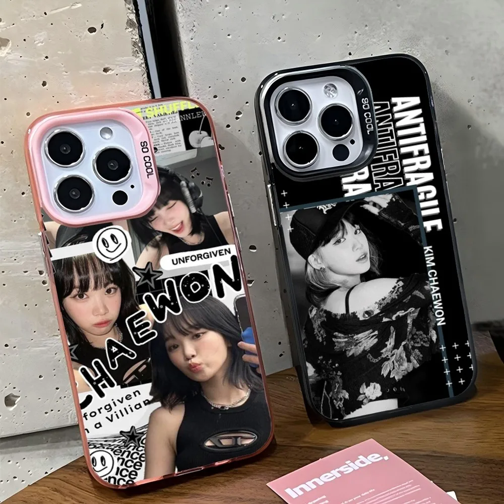 Cantor Kim C-Chaewon Capa de telefone IMD Cor Prata Shell para iPhone 16 15 14 13 12 11 Pro Max Plus