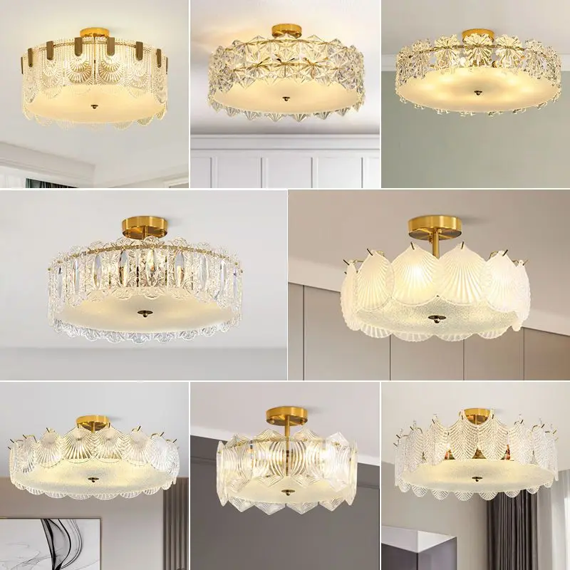 

Simple modern bedroom light art glass new crystal retro study French light ceiling light